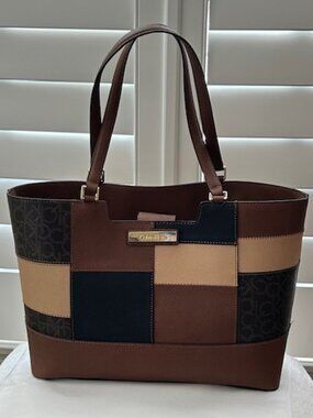 Calvin Klein Patchwork Saffiano Leather Tote | NWOT